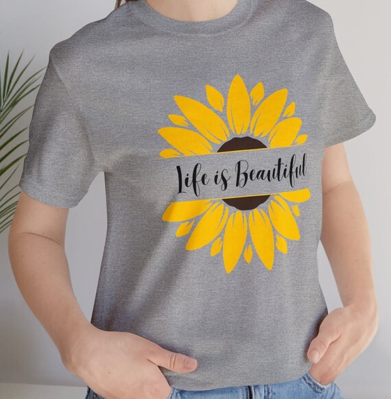 Sunflower Love Graphic Shirt For Women | Inspirational Printed T-Shirt, Casual Crewneck Short Sleeve Top - View #2