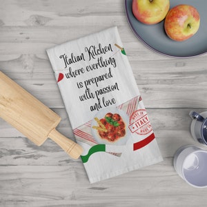 Italian Kitchen Soft Tea Towel, Great gift for Italian mamma or Nonna. Italian kitchen decorative kitchen towel. Fun Italian Family gift