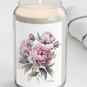 Pink Peonies soy blend candle, 13.75oz, Spring peonies candle, Springtime gift candle, Mother&#39;s Day gift, Floral art candle.