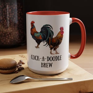 Rooster Coffee Mug 15oz, Chicken mug, Funny rooster mug, Rooster gift, Rooster kitchen decor, Coffee gift, Tea gift. Farmhouse decor