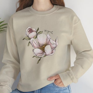Sweat-shirt à fleurs de magnolia, sweat-shirt unisexe à col rond épais, chic du Sud