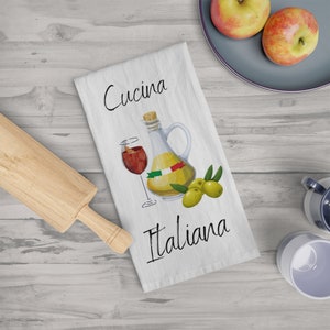 Italian Kitchen Soft Tea Towel, Cucina Italiana, kitchen towel. Large cotton towel.