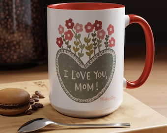 Taza de café de cerámica con forma de corazón floral para el Día de la Madre: regalo perfecto para mamá, Día de la Madre, regalo para bebedores de café o té