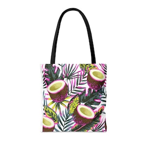Linda sacola multifuncional floral tropical. Bolsa floral tropical. Ótimo para a praia! Estampa tropical de cocos e folhas de palmeira