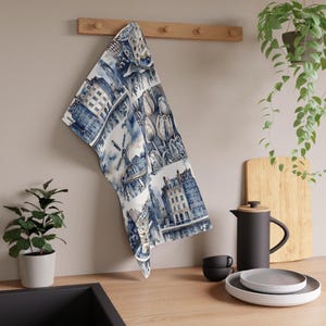 Delft Blue Tea Towels, Dutch Kitchen Towel, Cotton Dish Cloth, Blue White Home Decor, Gift for Her