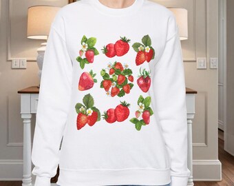 Strawberry Sweatshirt, Botanical Farm Gift, Nature Sweater, Strawberry Jam, Unisex Crewneck, Cozy Jumper
