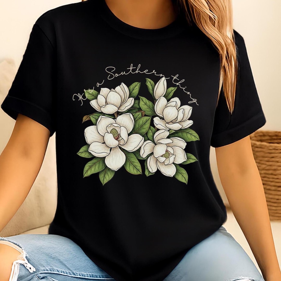 Floral Magnolia T-shirt: Southern Garden Tee for Nature Lovers - Etsy