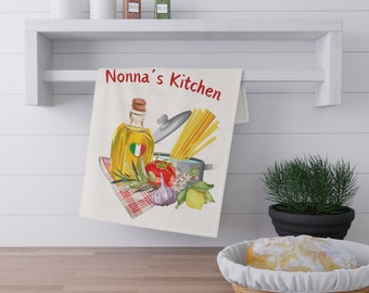 Ściereczka kuchenna dla babci, prezent do kuchni babci, dekoracyjny ręcznik z włoskim akcentem. Włoski dom, włoska sztuka na ściereczce.