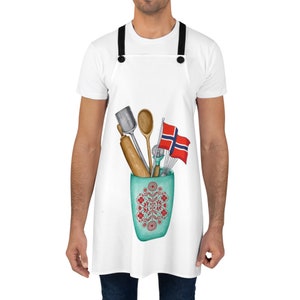 Norwegian Kitchen Apron, Norwegian flag design, Great gift for the Norwegian in your life, Norwegian kitchen gift.