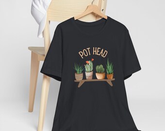Succulent Pot Head Unisex Tee, Gardener Gift, Plant Lover Shirt