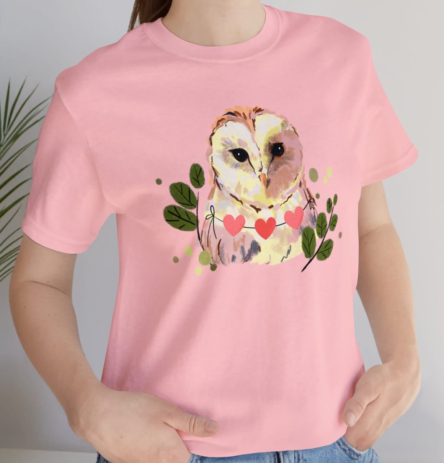 Beautiful owl Jersey Short Sleeve Tee, Owl t-shirt for Valentines Day. Gift for your Valentine. Owl 