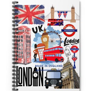 London Resedagbok: Liten spiralanteckningsbok, linjerad