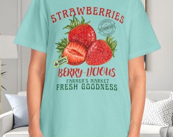 トップス R&D.M.Co- HAND PICKED STRAWBERRY TEE Amazon.com: Strawberry T-Shirt - Fruit Retro Vintage