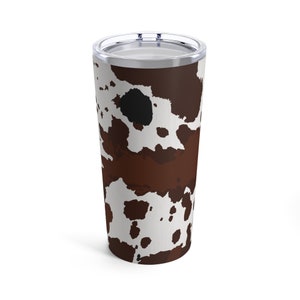 Beautiful cow print Tumbler 20oz. Stainless steel drink tumbler. Cow print tumbler gift, Western design drinkware.