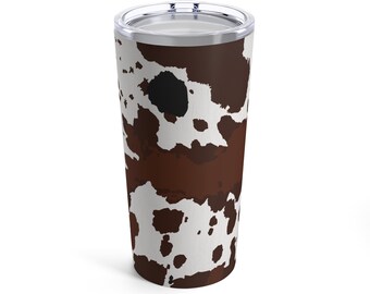 Beautiful cow print Tumbler 20oz. Stainless steel drink tumbler. Cow print tumbler gift, Western design drinkware.