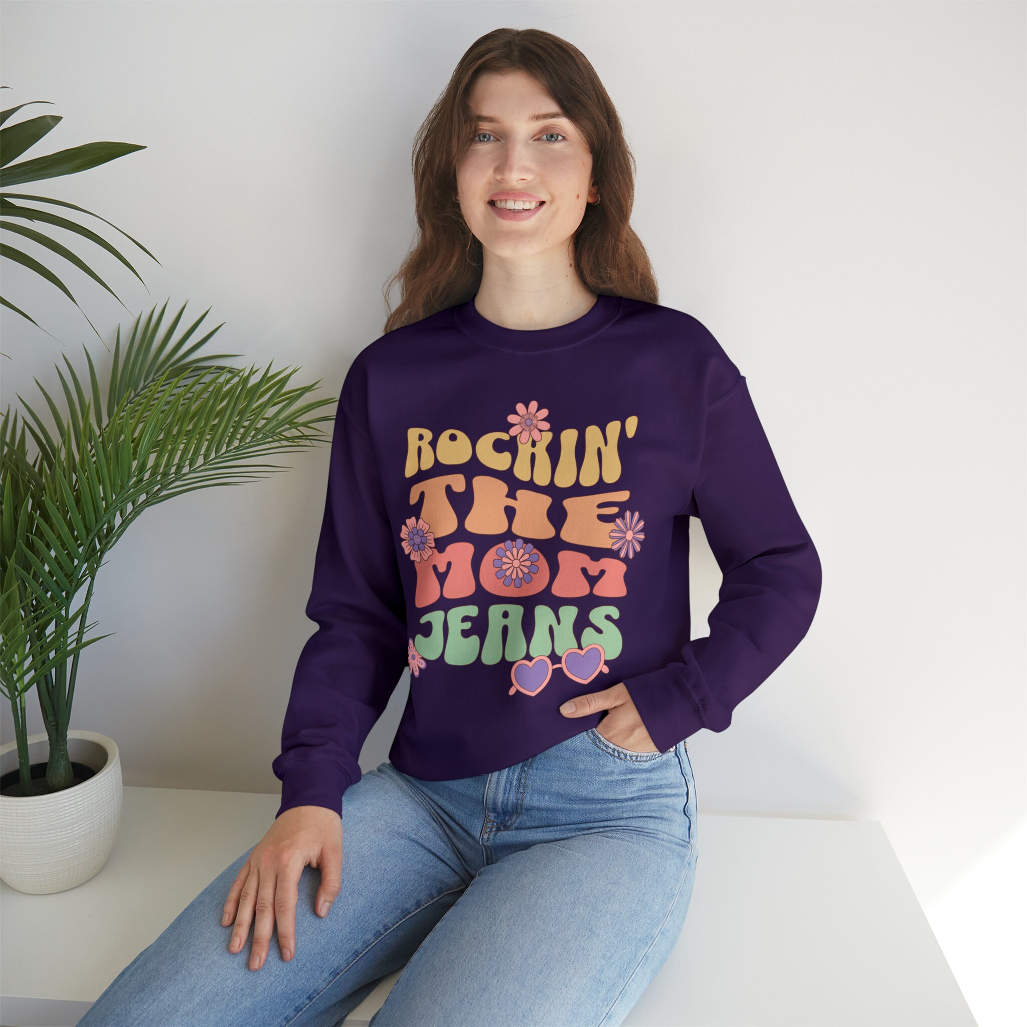 Sweatshirt with mom jeans hotsell