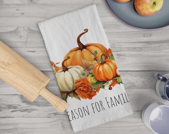 Thanksgiving theedoek, Thanksgiving keukencadeau, vakantie theedoeken, herfstpompoenen theedoek, bedankt theedoek