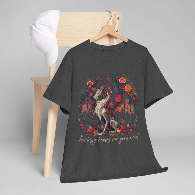 Dragon T-Shirt for Fantasy Book Lover, Unisex Heavy Cotton Tee, Fantasy Reader Shirt, Dragon Tee, Dragon Lover Gift image 8