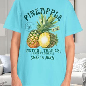 Vintage Pineapple T-Shirt | Unisex Garment-Dyed Tee | Summer Casual Wear, Farmer&#39;s Market Gift, Tropical Vibes, Eco-Friendly Fashion