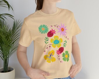 Vintage Floral Chic Shirt, Unisex Jersey Short Sleeve Tee - Etsy