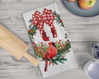 Red cardinal kitchen Tea Towel, Cardinal kitchen dishtowel, Cardinal kitchen decor, Kitchen towels, Red Cardinal home decor, Cardinal gift