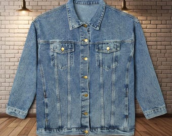 Denim Jacket, Red Poppies Women's Outerwear, Floral Art Clothing