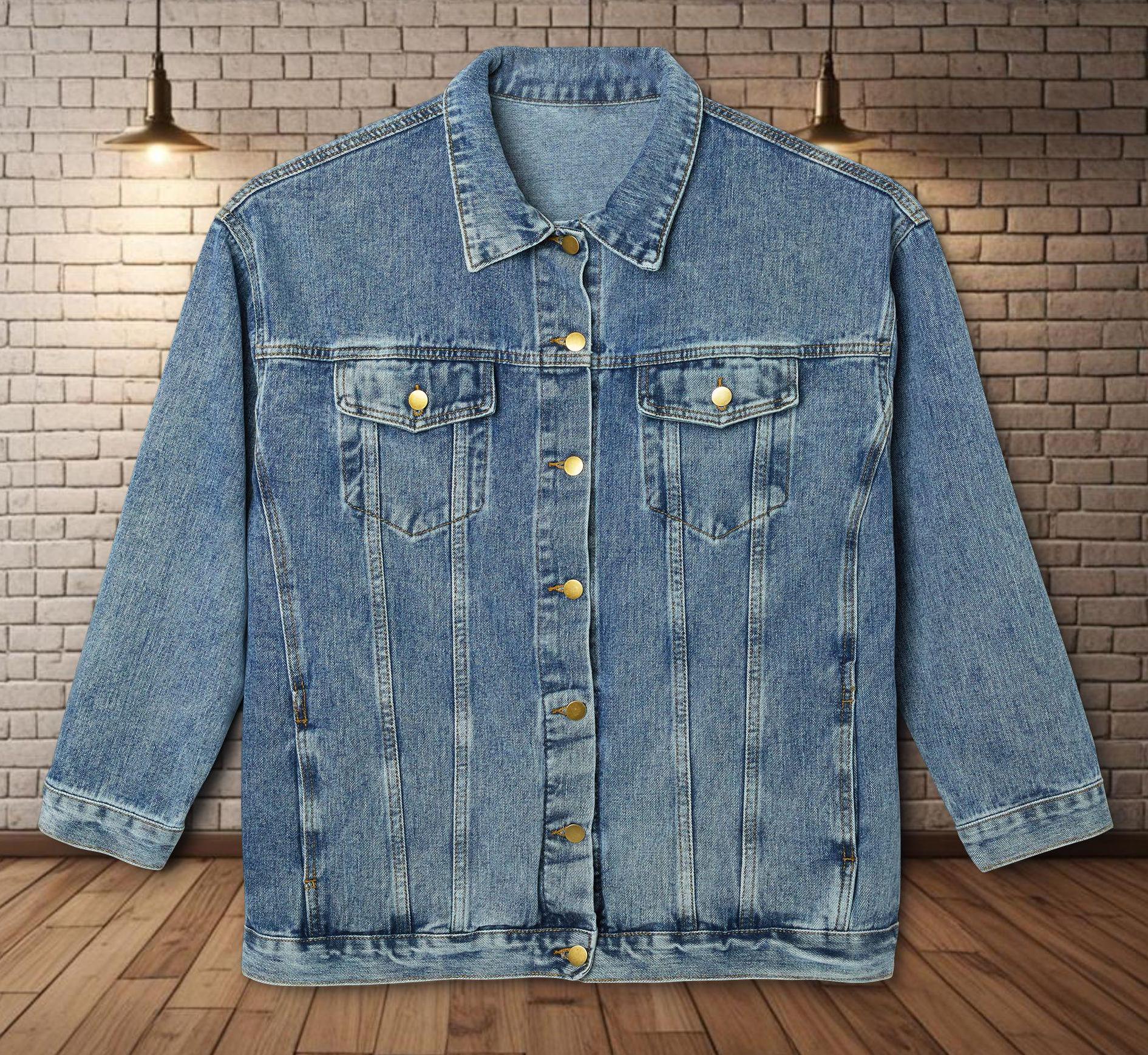 Denim Jacket, Red Poppies Women's Outerwear, Floral Art Clothing