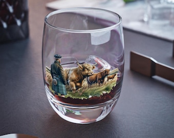Whiskey Glass, Scottish Highlands 6oz, Scotch Whisky Tumbler, Bourbon Drinkware, Father's Day Gift, Home Bar Decor