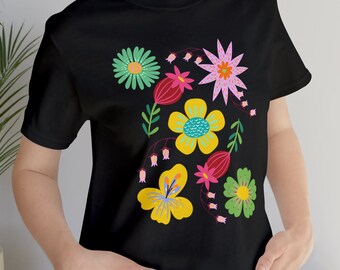 Vintage Floral Chic Shirt, Unisex Jersey Short Sleeve Tee - Etsy