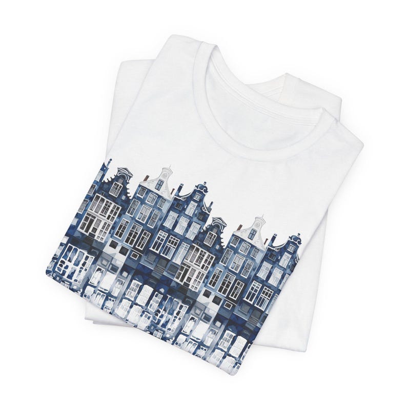 Amsterdam Canal Shirt Holland Tshirt Dutch Heritage Travel Gift Unisex Apparel Delft Blue Tees Houses Architecture Design Netherlands image 8