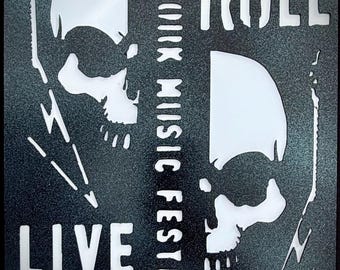 1974 New York Rock Festival Metal Wall Art – Live Music Skull Sign