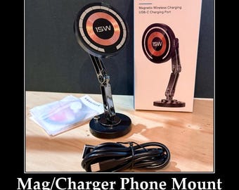Magnetic Phone Stand, 15W Wireless Charger, Swivel Base Mount