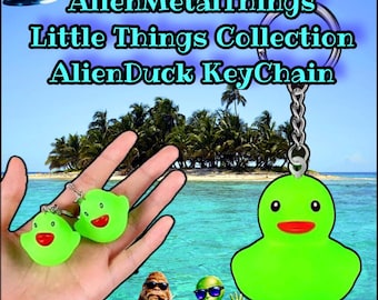 Alien Duck KeyChain, Glow in the Dark Rubber Duck