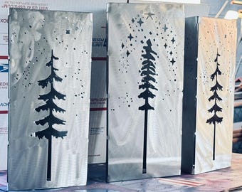 Luminaries, Metal Set of 3 for Candles or LED lights too, Inside or Outside.