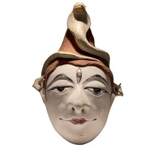 Vintage South Asian Handmade Cobra Mask. Vintage Handmade Art Mask. Papier-mâché Mask. Vintage Asian Mask. Vintage Asian Art Wall Decor