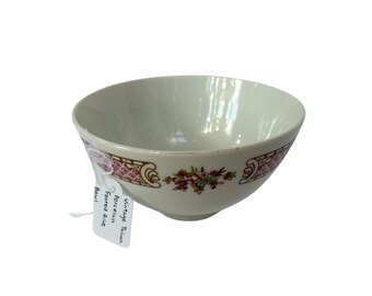 Vintage Taiwan Porcelain Footed Pink Gold Floral Rice Bowl - Taiwan Porcelain - Footed Rice Bowl - Vintage Rice Bowl Porcelain Rice Bowl
