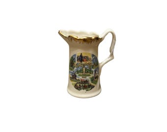 Vintage Gettysburg Pennsylvania PA Porcelain Miniature Pitcher Creamer Gold Leaf Rim Vintage Souvenir - Civil War Souvenir