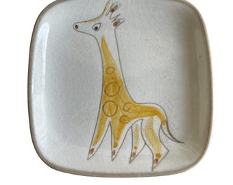 Vintage Glidden Pottery Menagerie Giraffe Plate #35  - Ernest Sohn MCM Giraffe Plate - Glidden Menagerie Plate - Giraffe - Nursery Decor