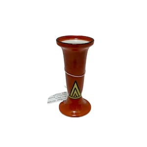 Vintage Art Deco - Noritake Morimura Brothers Hand-painted Red Orange Yellow Black Porcelain Small Triangular Pattern Bud Vase