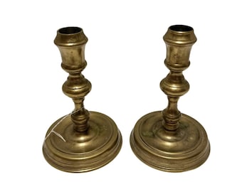 Vintage Brass Candlestick Holders Pair 6 Inch Traditional Candle Holders Rustic Brass Decor Vintage Candle Holders