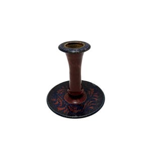 Vintage Mid Century Modern Studio Art Pottery Candlestick Holders Laguna Artist Mark Blumenfeld. Vintage Red Blue Purple Glazed Candleholder