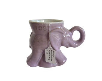 Vintage 1983 Frankoma Pottery GOP Republican Purple Elephant Mug Political Coffee Cup Made in USA Collectible