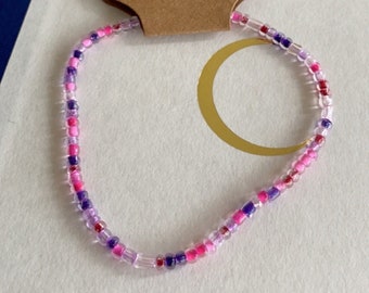 Purple and pink gradient glass beaded bracelet