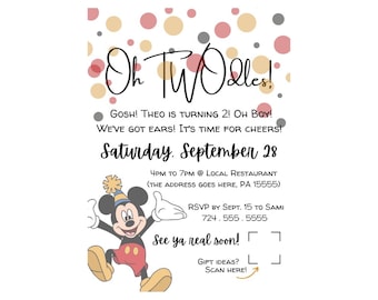 Oh TWOdles! 2nd Birthday Invite | Mickey Mouse Clubhouse Birthday | editable