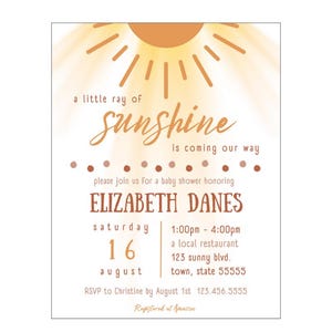 Ray of Sunshine Baby Shower Invite | Editable