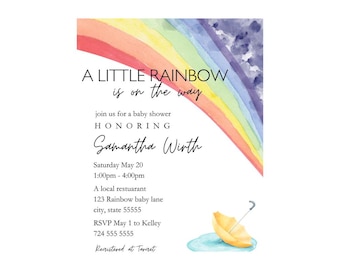 Little Rainbow Baby | Baby Shower Invite | Editable