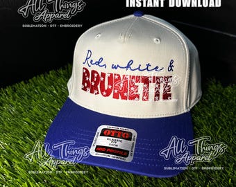 Red, White and Brunette embroidery hat file