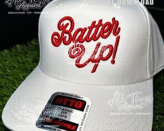 3D Puff Batter Up embroidery file for hat