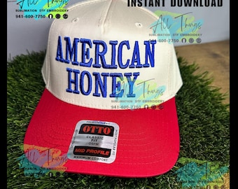 3D Puff American Honey embroidery file for hat