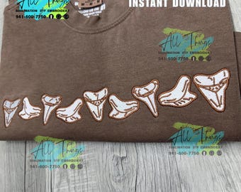 Shark tooth Shirt or sweater embroidery file